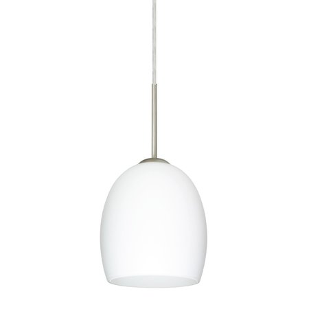 BESA LIGHTING Lucia Cord Pendant, Opal Matte, Satin Nickel Finish, 1x75W Incandescent 1JT-169707-SN